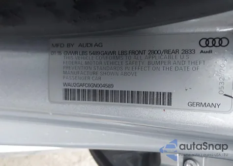 2016 Audi A7 3.0T Premium Plus from USA, damaged, VIN WAU2GAFC6GN004589